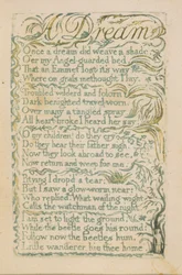 &39;A Dream,&39; prato 14 de &39;Songs of Innocence&39;, 1789 (relevo colorido à mão com aquarela)